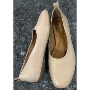 Born Women's Beige Leather Slip-On Flats